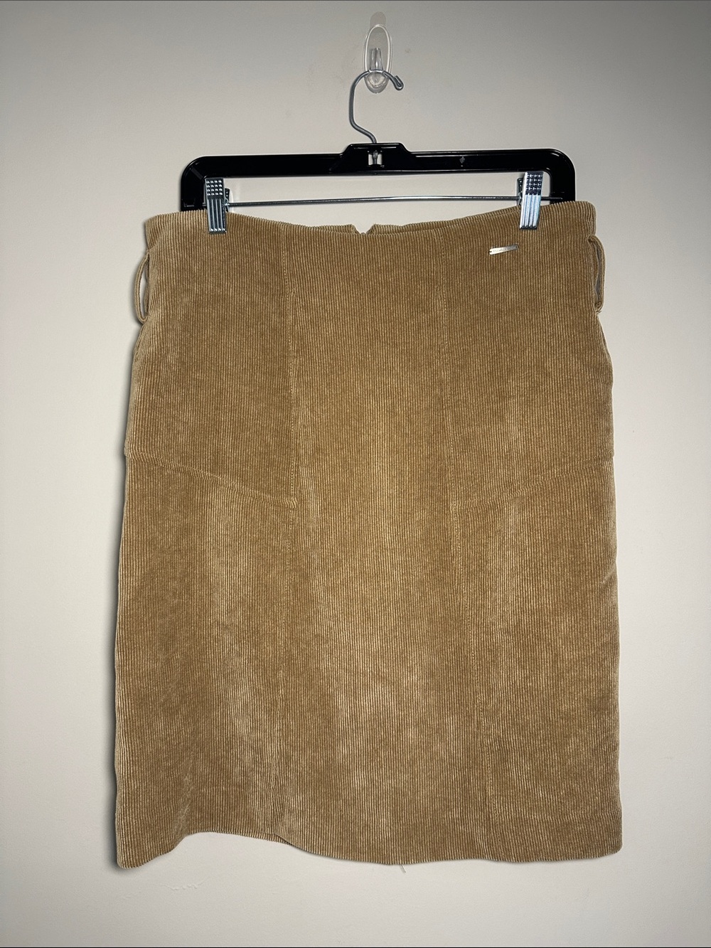 Michelle Belau Camel Corduroy Pencil Skirt with belt loops and zipper
